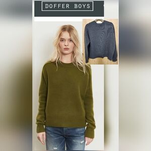 Doffer Boys Luxury 3 gauge Cashmere Gray Blue Thick Knit Sweater Size XS-Medium